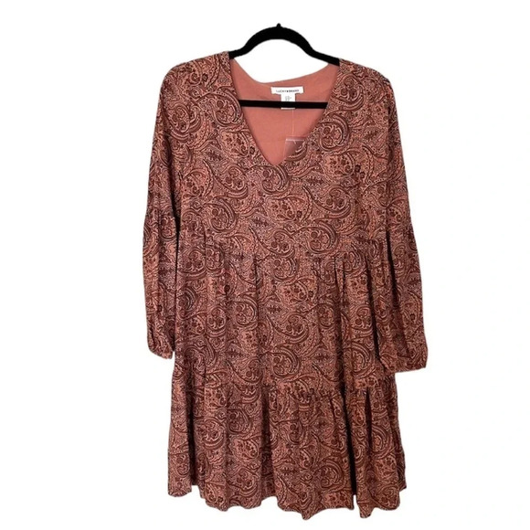 Lucky Brand Dresses & Skirts - Lucky Brand Women's Long Sleeve V-Neck Tiered Paisley Dress Size XS NWOT